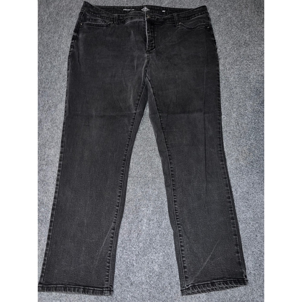 St. John's Bay Womens 20W Straight Leg Jeans Faded Black Denim Stretch Pants